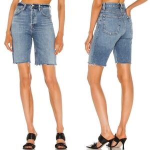 Agolde 90s Pinch Waist Shorts Marquee Blue‎ Womens Size 28 NEW Raw Hem A9011-983